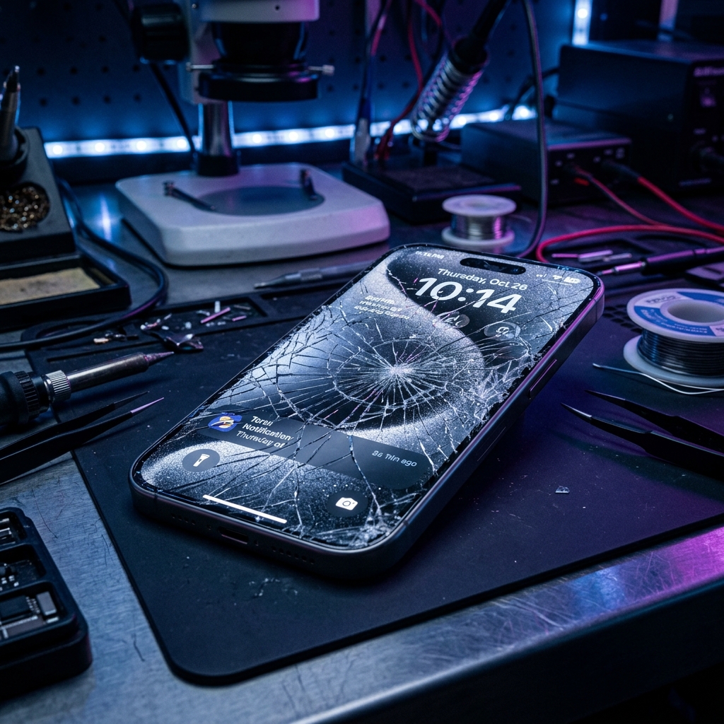 iPhone cassé fissuré